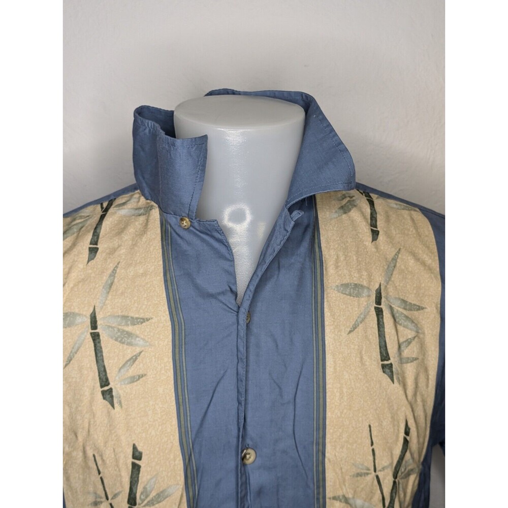 The Hawaiian Original Hilo Hattie Mens Hawaiian Shirt Size L Blue Bamboo Print‎ - Picture 4 of 8